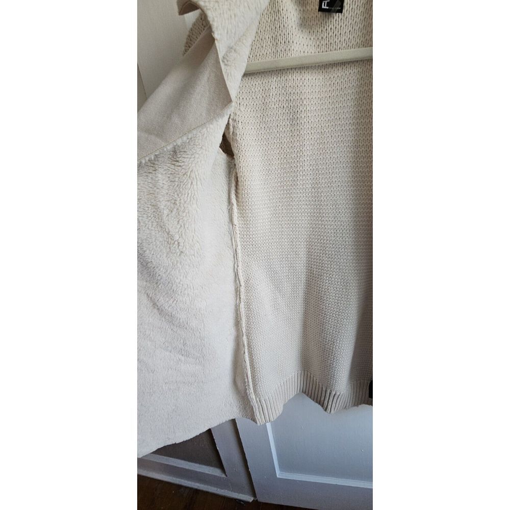 Women's Love Token Drape open faux fur lined Cardigan sweater Ivory woman XS - Picture 6 of 8